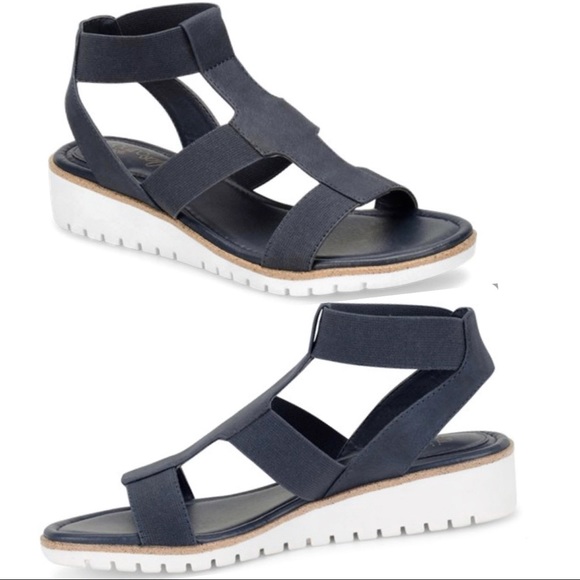 Sofft Shoes | 85 Sofft Eurosoft Navy Blue Wedge Sandals | Poshmark